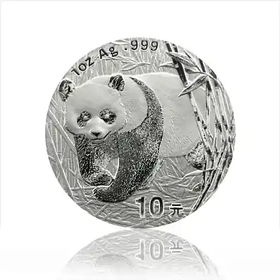 Original 1 Unze Silbermünze China Panda 2002