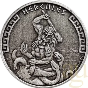 1 Unze Silbermünze Niue Heroes of Greek Mythology - Hercules 2023 - Antik Finish Top-Qualität