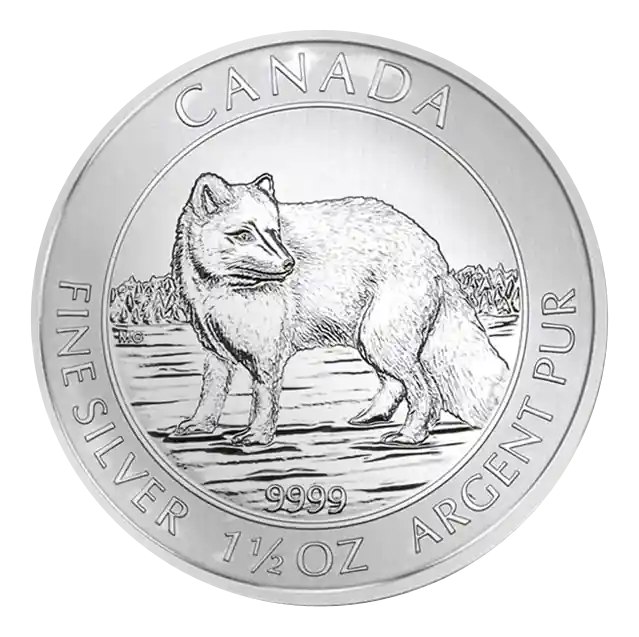 Schneller Versand 1.5 Unzen Silbermünze Kanada Arctic Fox - Polarfuchs 2014