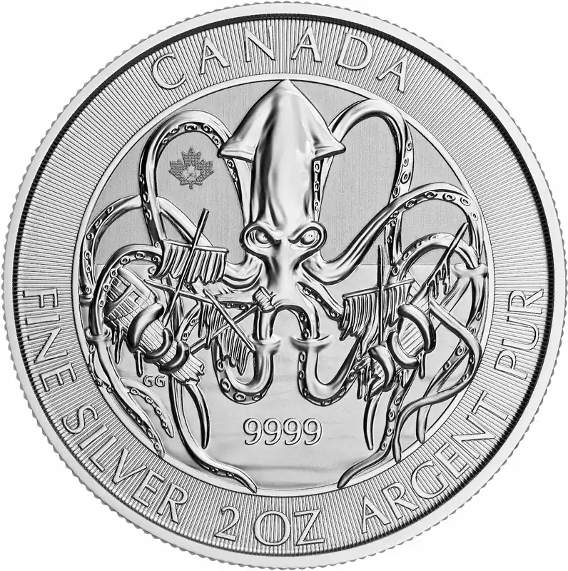 2 Unzen Silbermünze Kanada - Kraken 2020 Meistverkauft