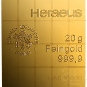 Wochenendangebot 20 x 1g Gold Heraeus Combibarren / Goldtafel / Tafelbarren