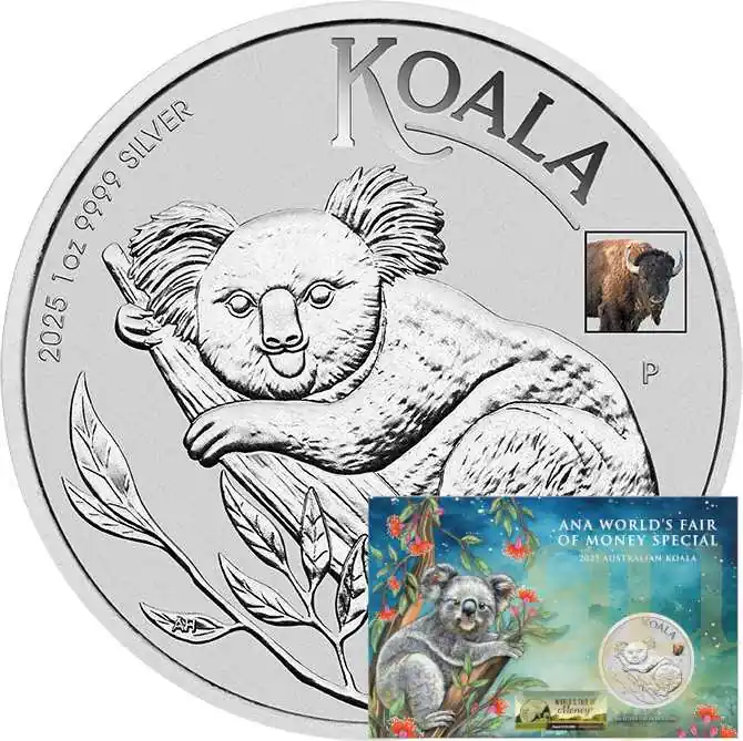 1 Unze Silbermünze Australien Koala 2025 ANA Bison Privy Mark coloriert - Coincard Abverkauf