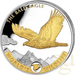 1 Unze Silbermünze Kongo World´s Wildlife - Weißkopfseeadler 2021 - teilvergoldet Saisonangebot