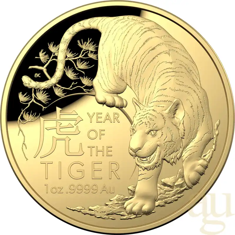 Knallerangebot 1 Unze Goldmünze Australien RAM Lunar Tiger 2022 - polierte Platte
