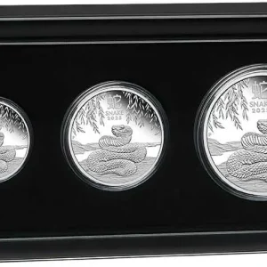 Neu Im Sortiment Silbermünze Australien Lunar III Schlange 2025 - polierte Platte - Three Coin Set