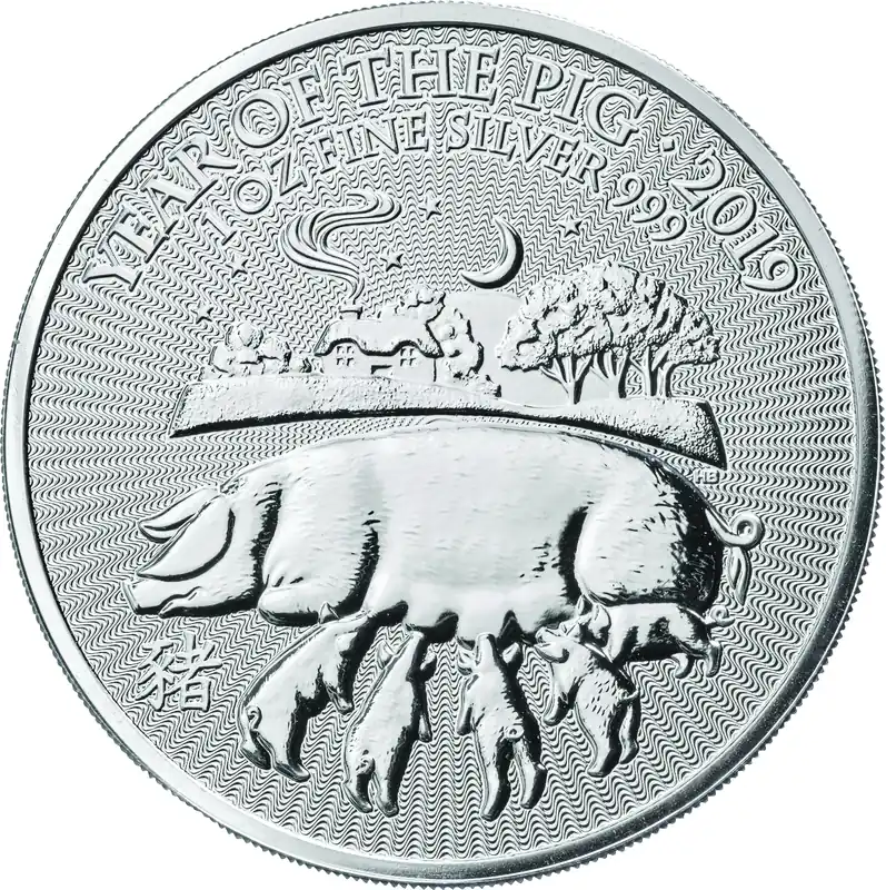 Saisonangebot 1 Unze Silbermünze Lunar Serie UK Schwein 2019