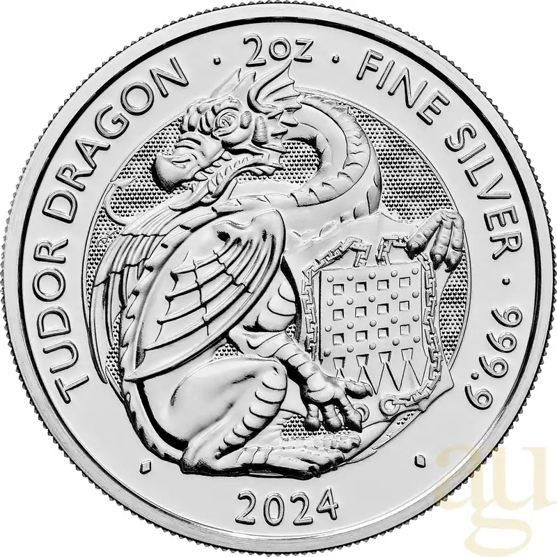 2 Unzen Silbermünze Tudor Beasts Tudor Dragon 2024 Preiswert