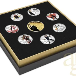 Knallerangebot 8-Coin-Set Silbermünzen Tuvalu James Bond 007 - Roger Moore 2024 - coloriert - proof