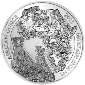 1 Unze Silbermünze Ruanda Gepard 2013 Original