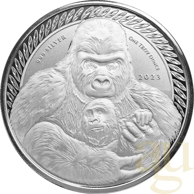 1 Unze Silbermünze Afrika Kongo Silberrücken Gorilla 2023 Preisreduziert