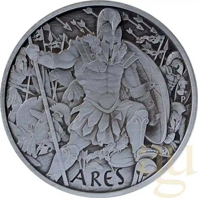5 Unzen Silbermünze Tuvalu - Gods of Olympus - Ares 2023 Antik Finish Sofort Bestellen