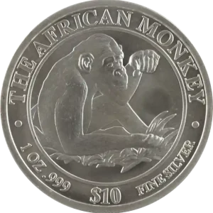 Expressversand 1 Unze Silbermünze Somali Republic African Monkey 2002