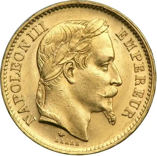 Rabatt 20 Francs Goldmünze Napoleon III mit Kranz