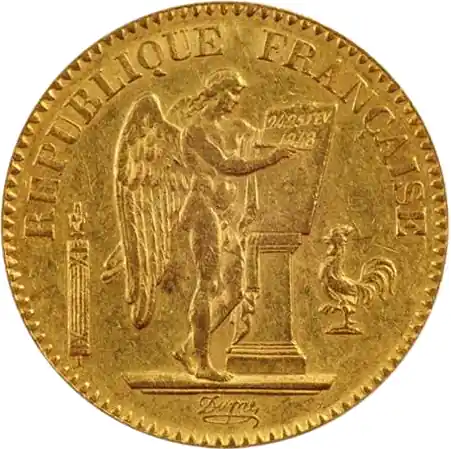 Ab Werk 20 Francs Goldmünze Genius - stehender Engel