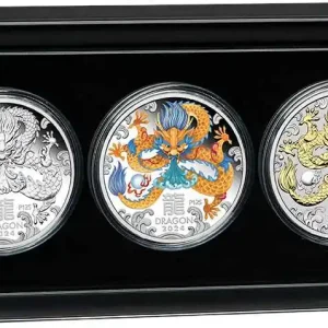 Silbermünze Australien Lunar III Drache 2024 - Trio Set Direktkauf