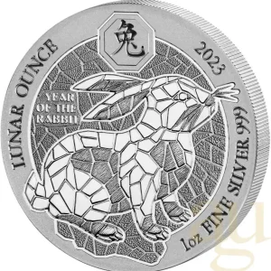 Nur Heute 1 Unze Silbermünze Ruanda Lunar Hase 2023