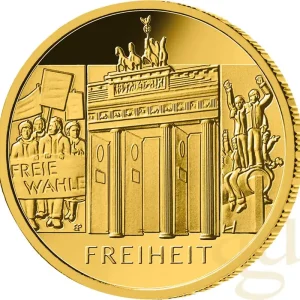 Gratis Versand 1/2 Unze Goldmünze - Säulen der Demokratie - 100 Euro Freiheit 2022 (J)