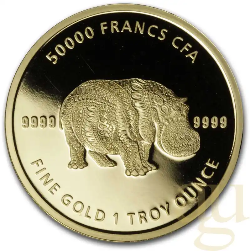 Ab Werk 1 Unze Goldmünze Republic of Tschad Mandala Flusspferd 2020