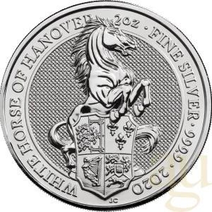 Günstig 2 Unzen Silbermünze Queens Beasts White Horse 2020