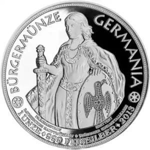 Garantierte Lieferung 1 Unze Silber Bürgermünze Germania - polierte Platte