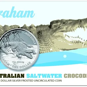 1 Unze Silbermünze Australien Salzwasser Krokodil Graham frosted 2014 in Blister Hochwertig