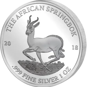Zertifiziert 1 Unze Silbermünze Afrika Gabun Springbock 2018