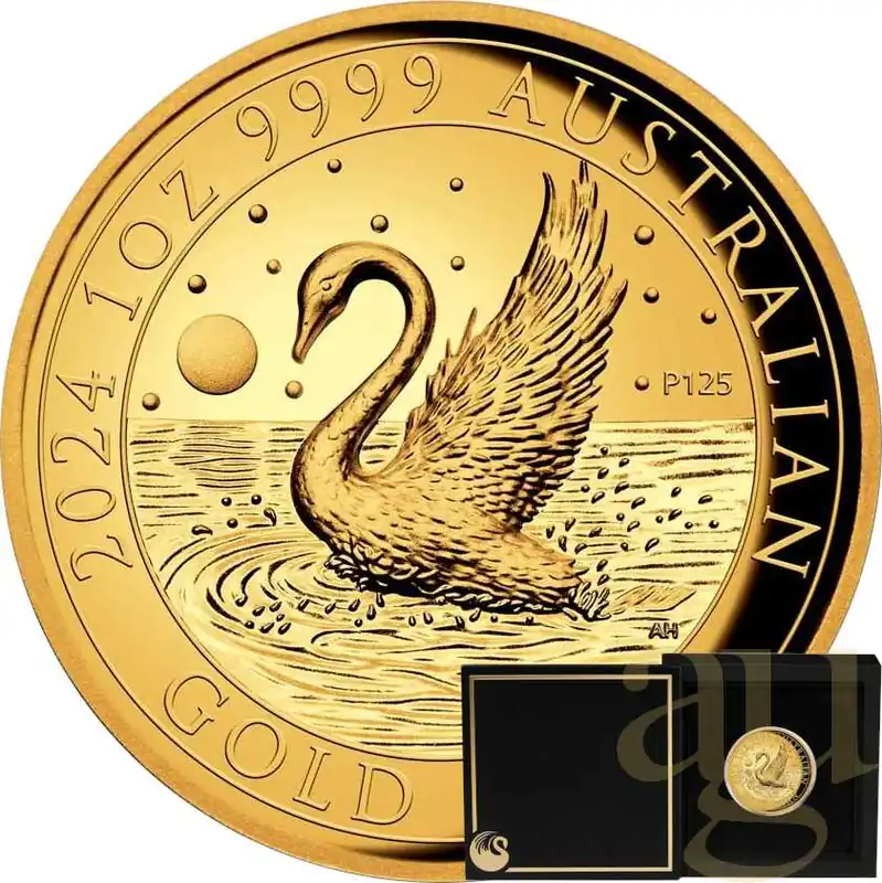 1 Unze Goldmünze Australien Schwan 2024 - High Relief - polierte Platte Online Kaufen
