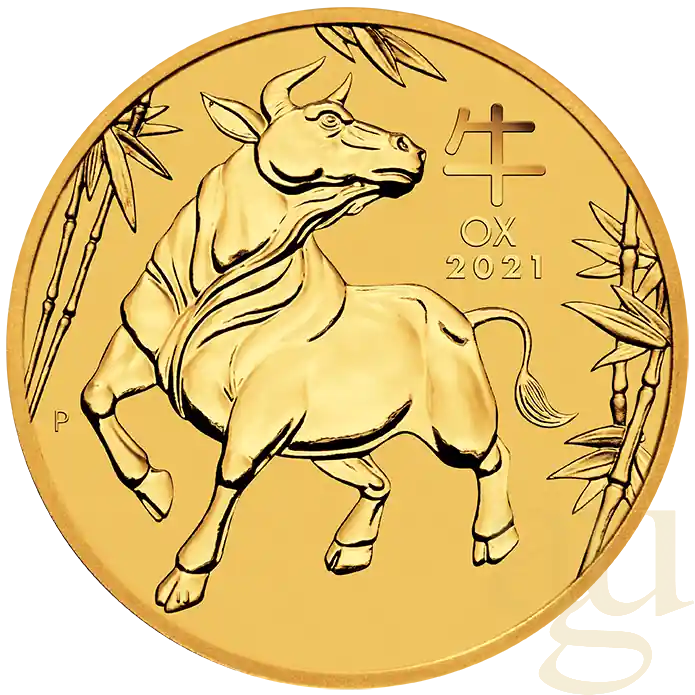 Top-Preis 1/2 Unze Goldmünze Australien Lunar III Ochse 2021