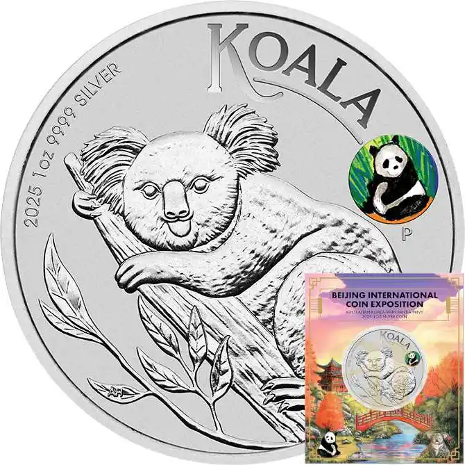 Original 1 Unze Silbermünze Australien Koala 2025 - Panda Privy Mark