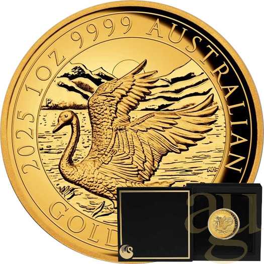1 Unze Goldmünze Australien Schwan 2025 - High Relief - polierte Platte Limited Edition