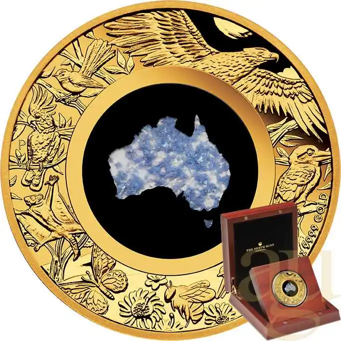 2 Unzen Goldmünze Australien Great Southern Land Blue Lepidolite 2025 - polierte Platte Top-Angebot