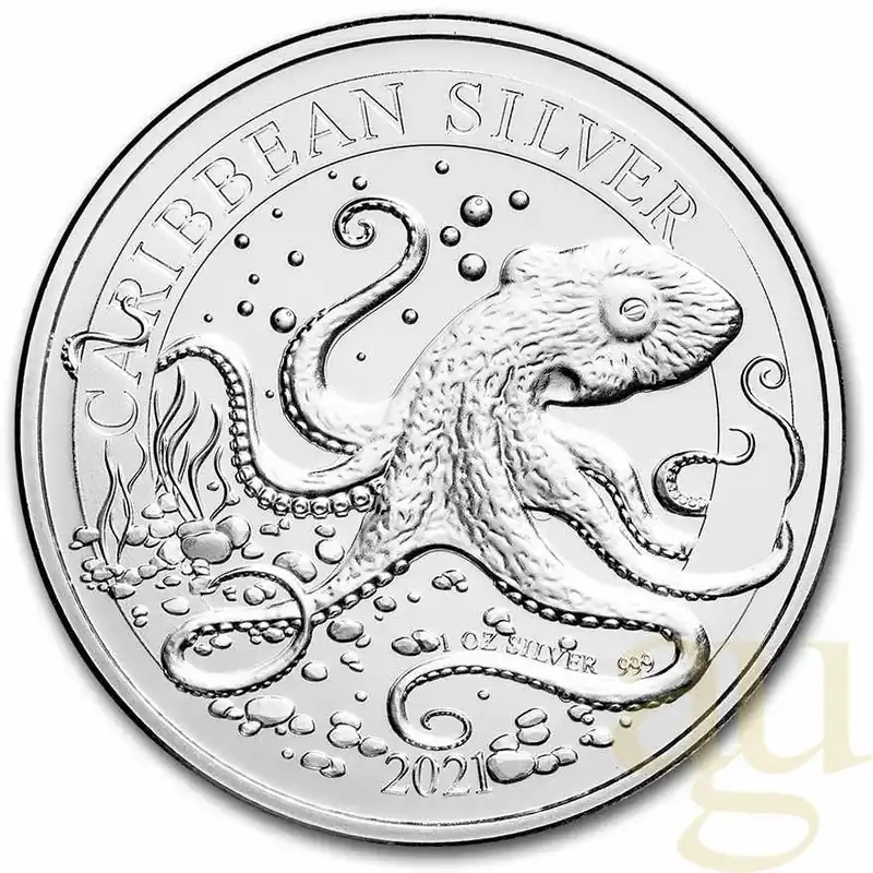 Billig 1 Unze Silbermünze Barbados Octopus 2021