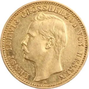 Kostenloser Rückversand 20 Mark Goldmünze Ernst Ludwig Großherzog von Hessen