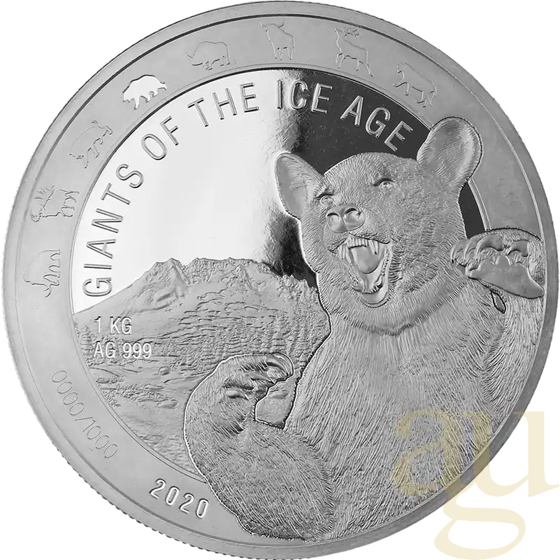 Preis Gesenkt 1 Kilogramm Silbermünze Giganten der Eiszeit - Höhlenbär 2020