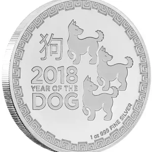 1 Unze Silbermünze Niue Hund 2018 Handgefertigt