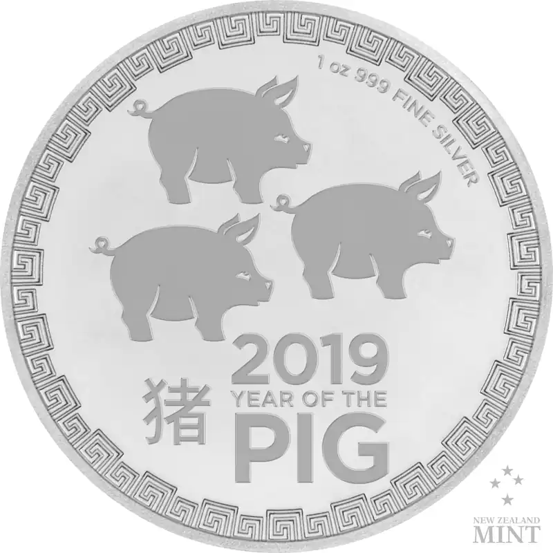 Original 1 Unze Silbermünze Niue Schwein 2019