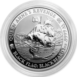 Zertifiziert 1 Unze Silbermünze Tuvalu - Black Flag - Piratenschiff Queen Anne's Revenge 2019