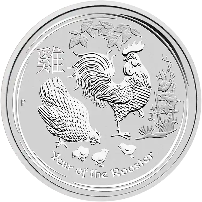 1 Unze Silbermünze Australien Lunar II Hahn 2017 Geprüft