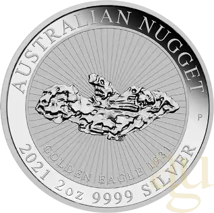 Exklusiv 2 Unzen Silbermünze Australien Nugget - Golden Eagle 2021