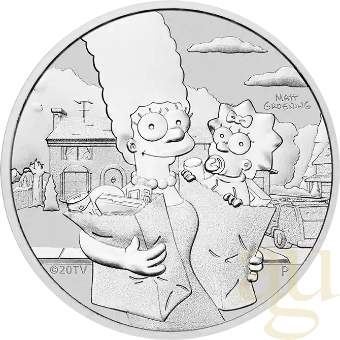 Original 1 Unze Silbermünze Tuvalu The Simpsons - Marge & Maggie 2021