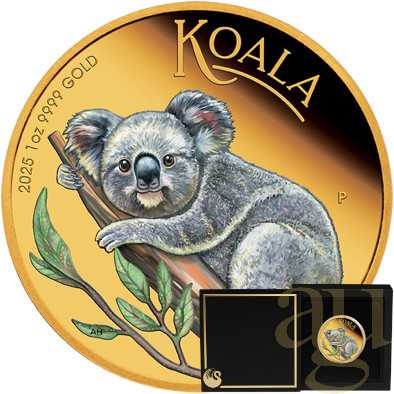 1 Unze Goldmünze Australien Koala 2025 polierte Platte - coloriert Limited Edition
