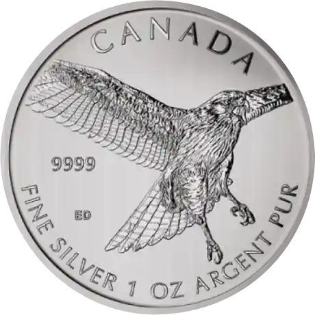 Kostenloser Versand 1 Unze Silbermünze Kanada Birds of Prey - Red-Tailed Hawk - Rotschwanzbussard 2015