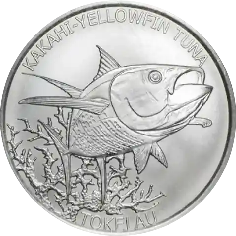 Sale 1 Unze Silbermünze Tokelau Kakahi-Yellow Tuna 2014