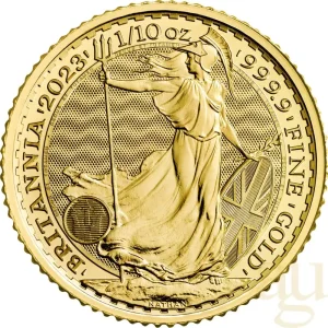 1/10 Unze Goldmünze Britannia 2023 - King Charles Solange Der Vorrat Reicht