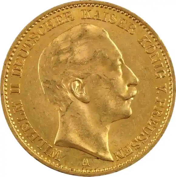 Hochwertig 20 Mark Goldmünze Wilhelm II von Preußen