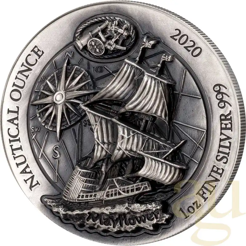 1 Unze Silbermünze Ruanda Nautical Serie - Mayflower 2020 - High Relief Sonderaktion