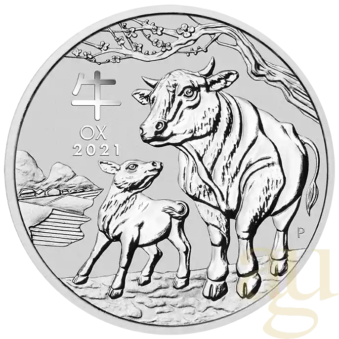 1 Unze Silbermünze Australien Lunar III Ochse 2021 Schnäppchen