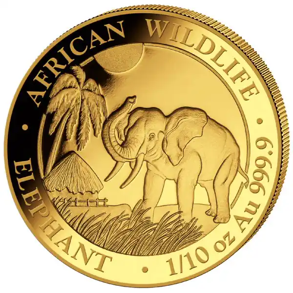 1/10 Unze Goldmünze Somalia Elefant 2017 Weltweiter Versand