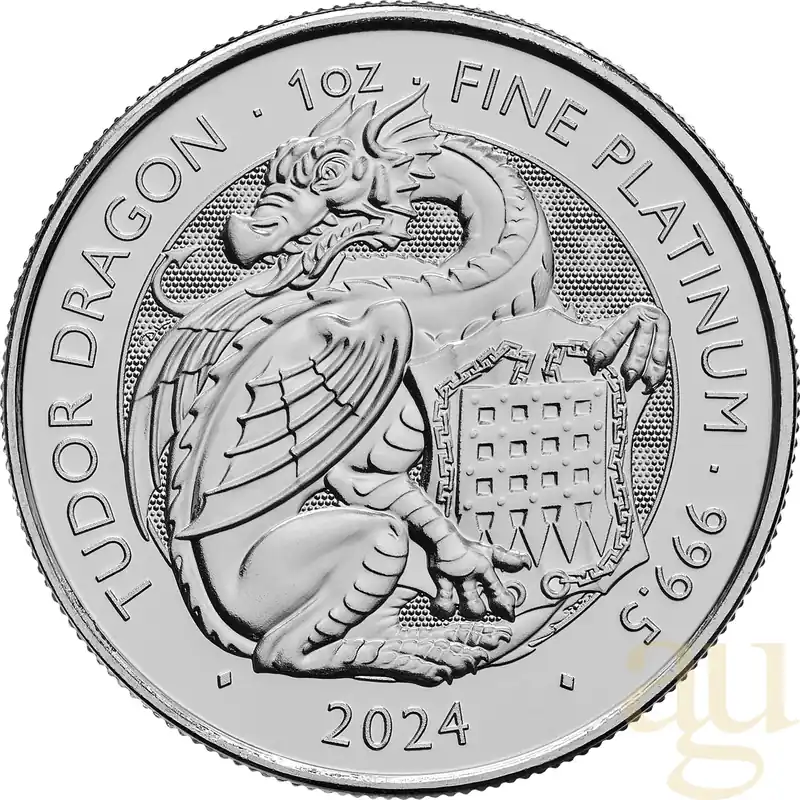 Heißes Angebot 1 Unze Platinmünze Tudor Beasts Tudor Dragon 2024