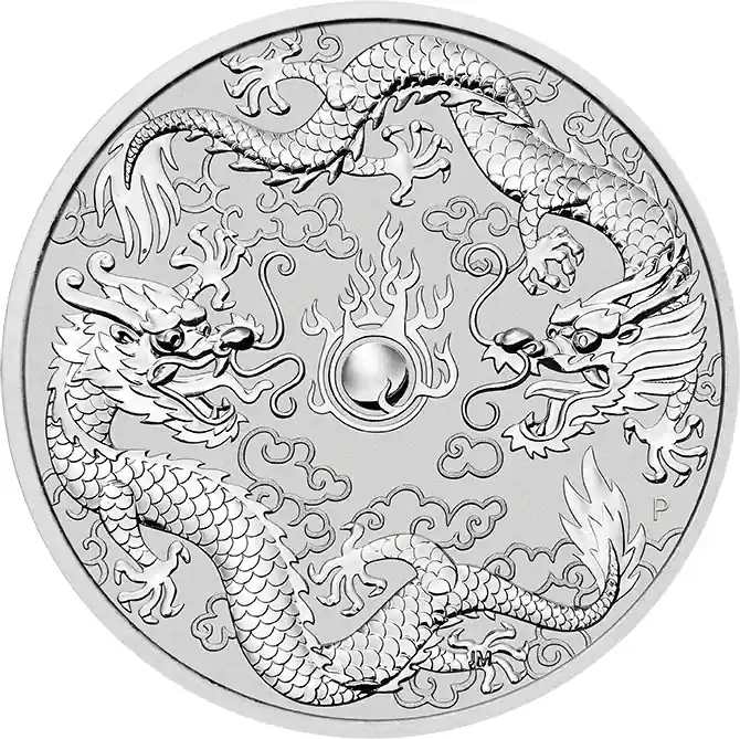 1 Unze Silbermünze Australien Drache & Drache 2019 Echt